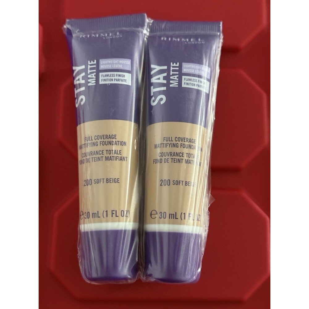 Rimmel Stay Matte Liquid Mousse Foundation, 1oz 200 soft beige 2 pack
